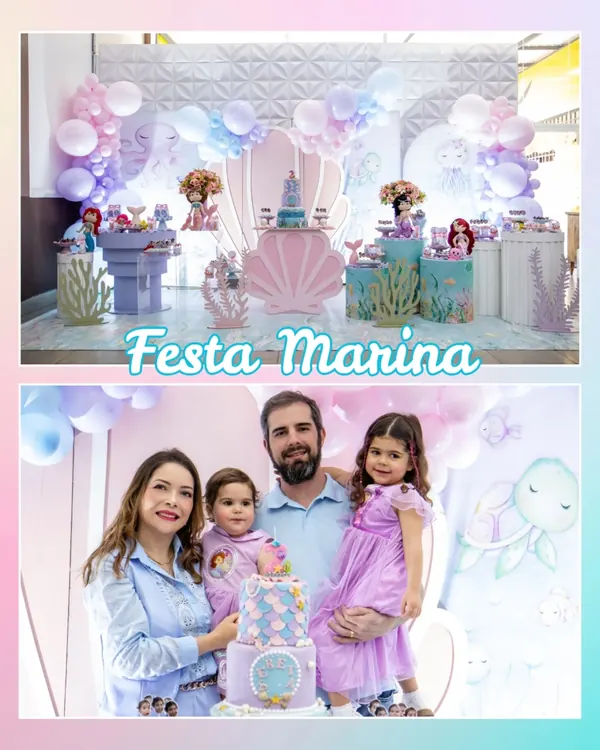 Decoração e família em festa infantil