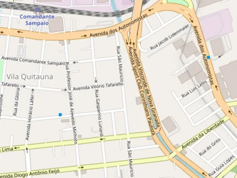 Mapa da região da Rua São Maurício, 192, em Osasco, com o buffet marcado